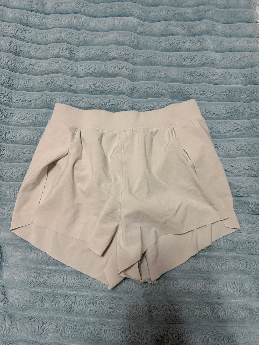 CRZ YOGA Cream High-Waist Layered Hem Athletic Shorts